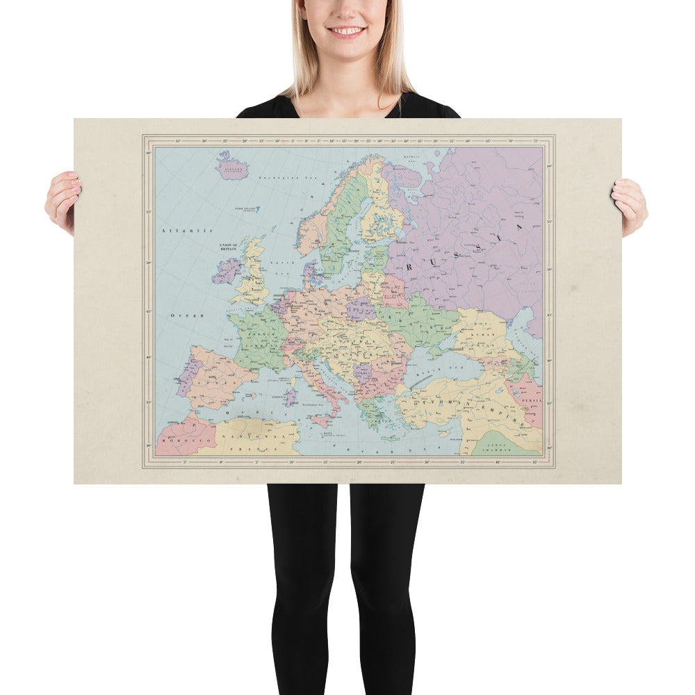 Map Of Europe XXL Poster Flags English 135 X 100 Cm